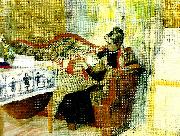 Carl Larsson moderstankar-karin med brita vid brostet painting
